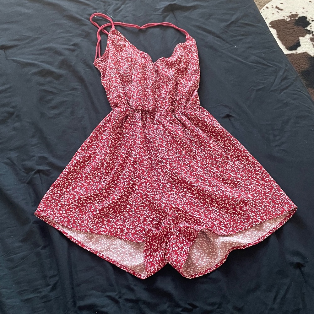 SHEIN Red Floral Jumpsuit